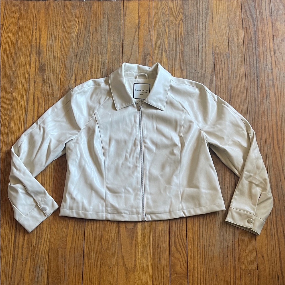 Bagatelle Collection Cream Faux Leather Jacket